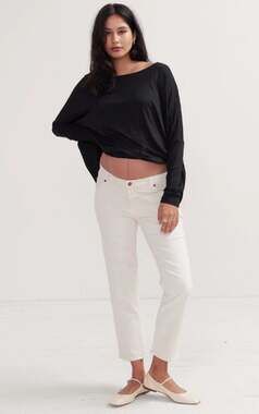 Hatch Under Belly Straight Leg Maternity Jean Vanilla White SZ 26 Free People